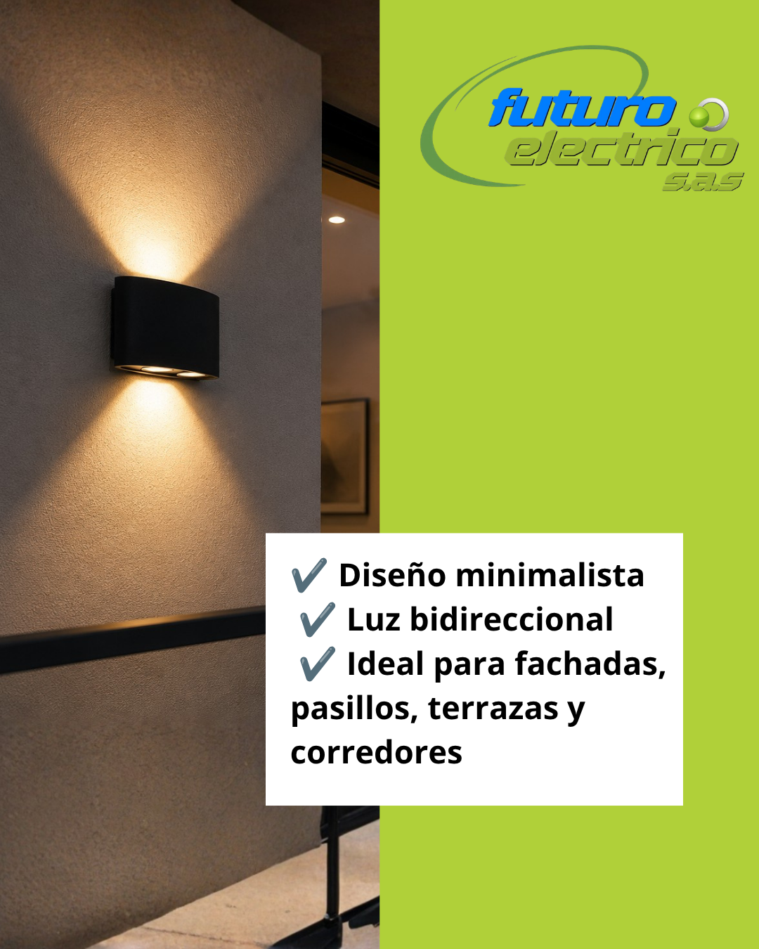 Lámpara LED de Pared Bidireccional Negra – Diseño Minimalista - Imagen 2