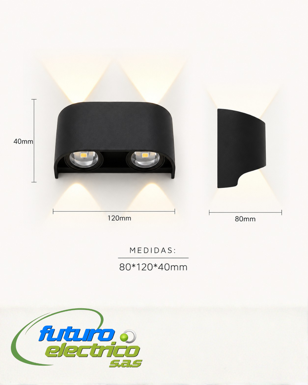 Lámpara LED de Pared Bidireccional Negra – Diseño Minimalista - Imagen 4